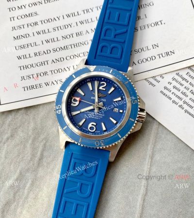 Breitling Superocean II 46mm Watches Blue Dial Blue Rubber Strap